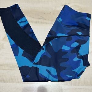 Zyia Active Blue Camo Mesh Leggings
